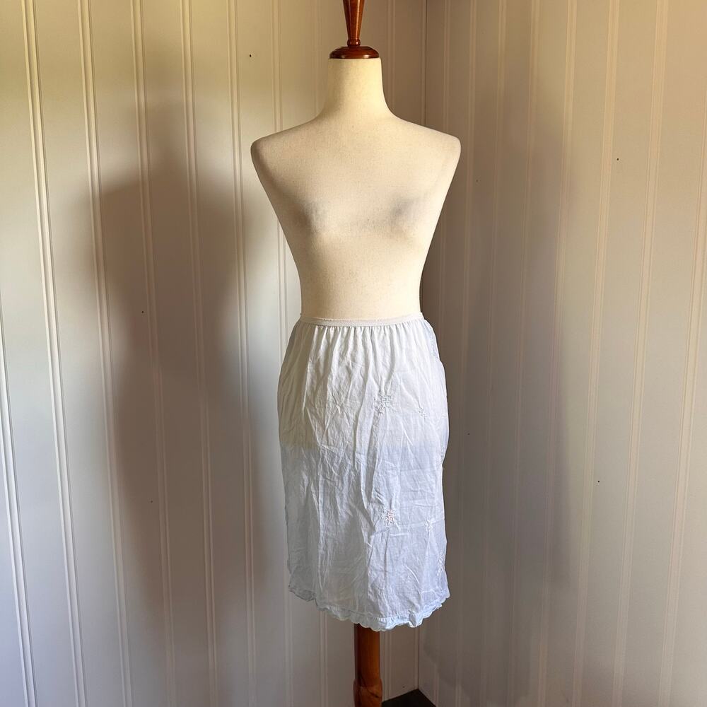 Vintage 60s/70s Blue Cottagecore Midi Slip Skirt S